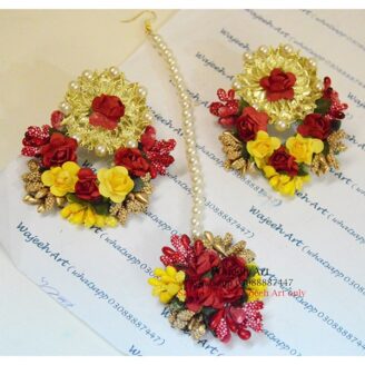 FJewel31 3 Piece Artificial Flower & Gota Jewellery For Weddings