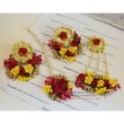 FJewel32 Gota & Artificial Flower Jhoomar Jewellery Set