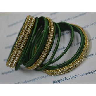 GB192 Green and Golden Gota Bangles