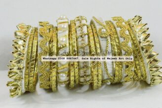 GB2 White & Gold Gota Bangles