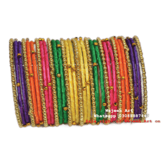Multi Color Bangles With Golden Pearls