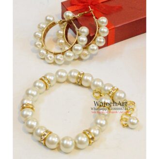 GJewel221 All White Earring & Bracelet Jewellery Set