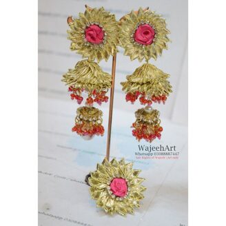 GJewel229 Handmade Gota Jewellery Set of Earrings & Ring