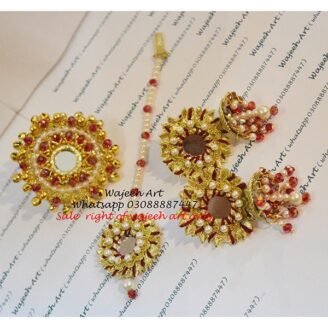 GJewel233 Golden & Red Gota Jewellery With Bindiya