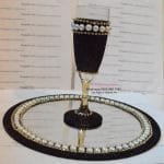 Handmade Shimmery Black Adorned With White Pearls