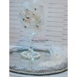Handmade White Feather With White Pearls Wedding GlassTray