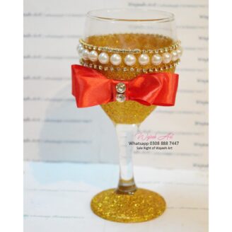 Handmade Red Bow Golden Wedding Glass