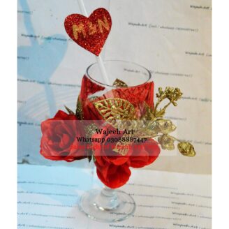 Handmade GlassTray With Red Roses And Handwritten Name