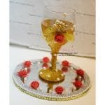 Handmade Golden GlassTray Adorned With Red Roses