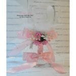 Handmade GlassTray With Pink Bow And White Feather