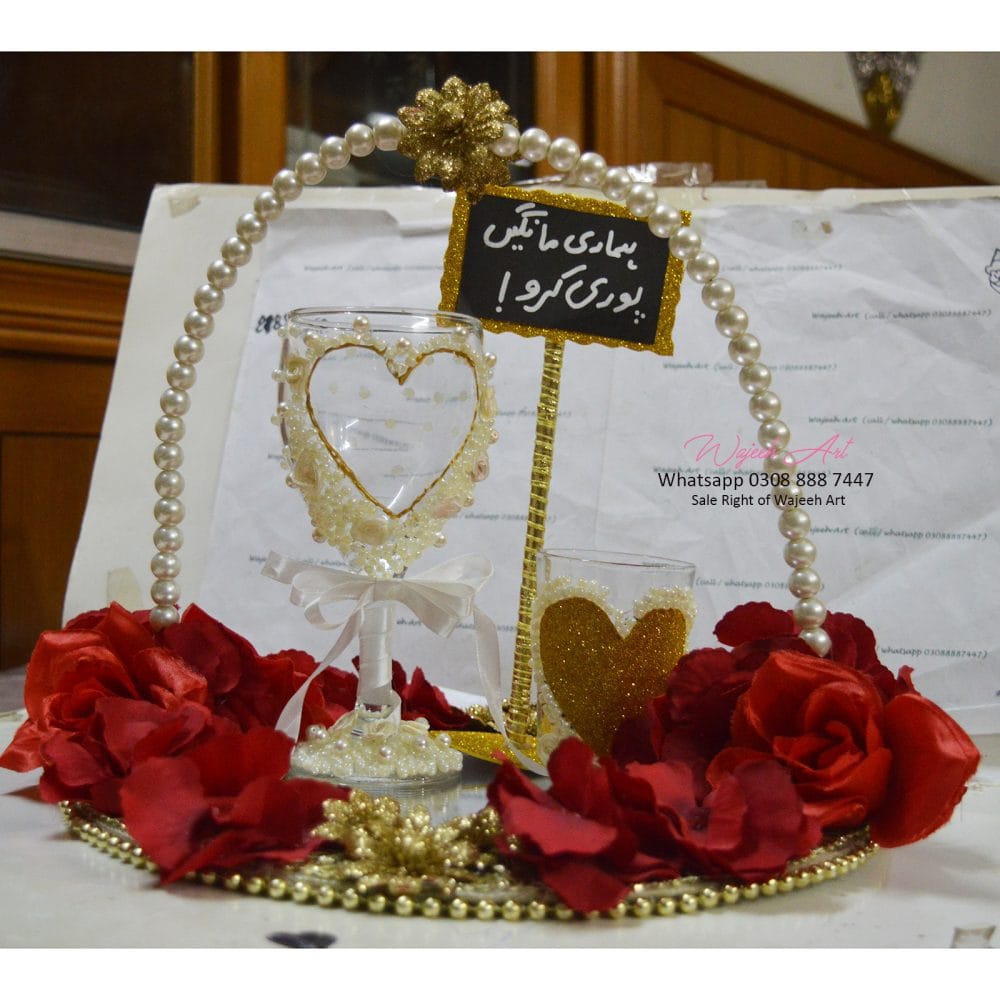 Handmade Wedding GlassTray With Customized Wrtiiten Tag