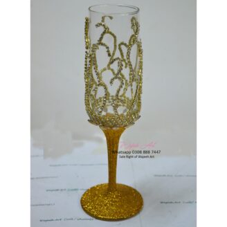 Handmade Classic Wedding Dhoodh Pilai Glass With Golden Base