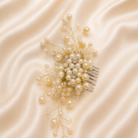 HairAcc34 White Pearls Comb Hairclip