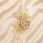 HairAcc34 White Pearls Comb Hairclip