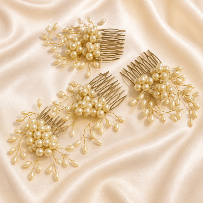 HairAcc44 450 HairAcc44 Handmade Pearl Pearl Comb Hairpin