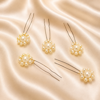 HairAcc54 Pearl Flower HairPin