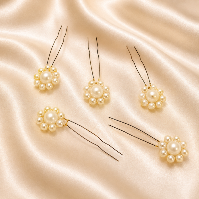 HairAcc54 20 (1) HairAcc54 Pearl Flower HairPin