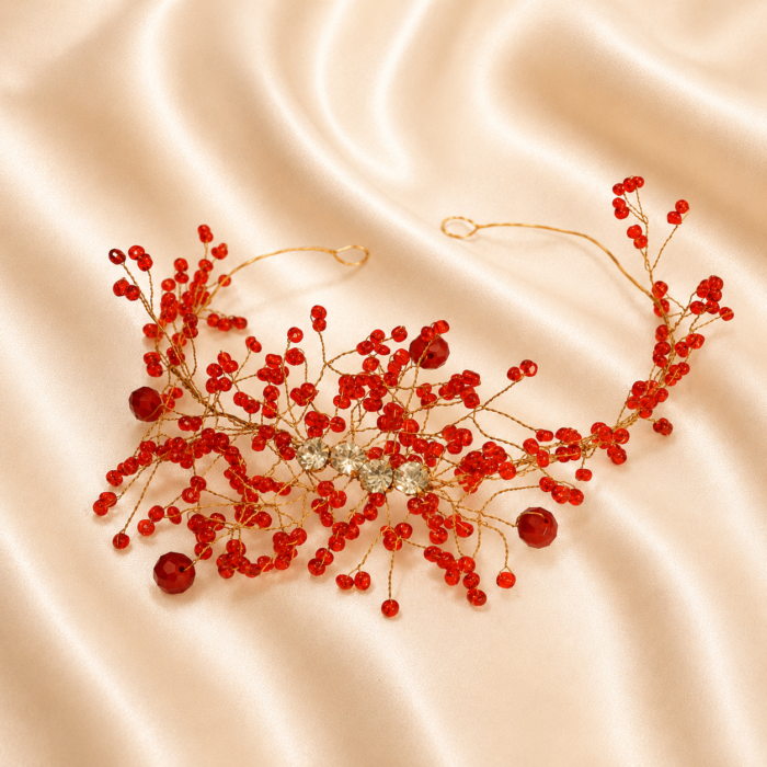 HairAcc73 1300 HairAcc73 Red Crystal Headpiece