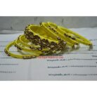 KBangle011 Lime Kundan Bangle Set