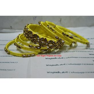 KBangle011 Lime Kundan Bangle Set