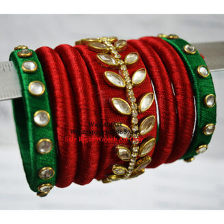 KBangle07 Red & Green Kundan Bangle Set