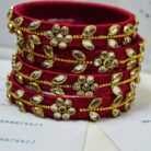 KBangle12 4pcs Red Kundan Bangle Set