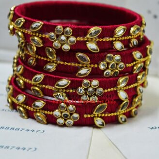 KBangle12 4pcs Red Kundan Bangle Set