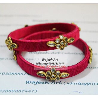 KBangle15 Pair of Pink Kundan Bangles