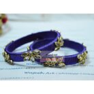 KBangle16 Pair of Purple Kundan Bangle Set