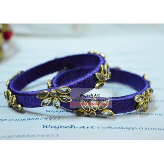 KBangle16 Pair of Purple Kundan Bangle Set