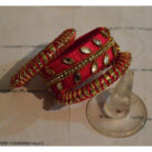 KBangle18 3pcs of Red Kundan Bangle Set