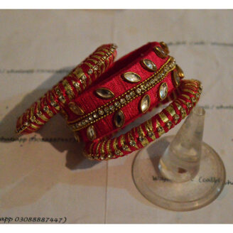 KBangle18 3pcs of Red Kundan Bangle Set