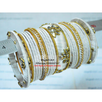 KBangle24 White Kundan Bangle Set
