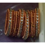 KBangle30 Brown Kundan Bangle Set