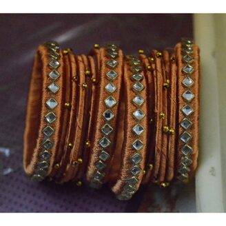 KBangle30 Brown Kundan Bangle Set