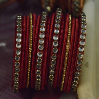 KBangle31 Red Kundan Bangle Set