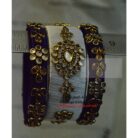 KBangle32 3pcs White and Black Kundan Bangle Set