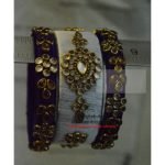KBangle32 3pcs White and Black Kundan Bangle Set