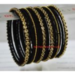 KBangle60 Black Kundan Bangle Set with Pearls