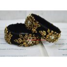 KBangle62 Pair of Black Kundan Bangle Karas