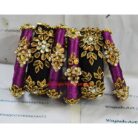 KBangle63 Black and Magenta Kundan Bangle Set