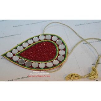 Red Mirror Work Pan Patta For Uptan, Mayoon, And Mehndi