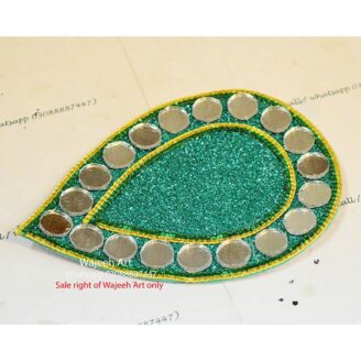 Green Mirror Work Pan Patta For Mehndi