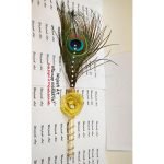 Yellow Flower Peacock Feather Nikkah Pen For Bride
