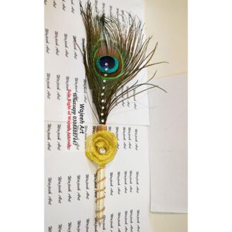 yellow flower peacock feather nikkah pen
