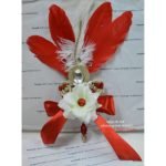 Red Ribbon Work Signature Nikkah Pen With White Feather