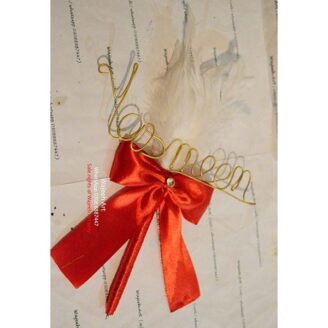personalized red nikkah pen with white feather