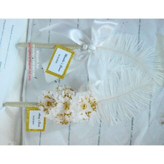 Luxury White Personalized Couple Nikkah Pen With Feather