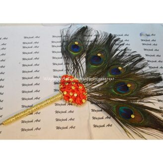 Beautiful Gold Handmade Nikkah Pen With Peacock Feather