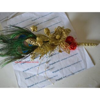 Luxury Gold Glittery Nikkah Pen With Peacock Feather